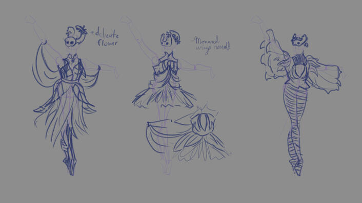 Sketch - Costumes for ballet reimagination of Hollow Knight